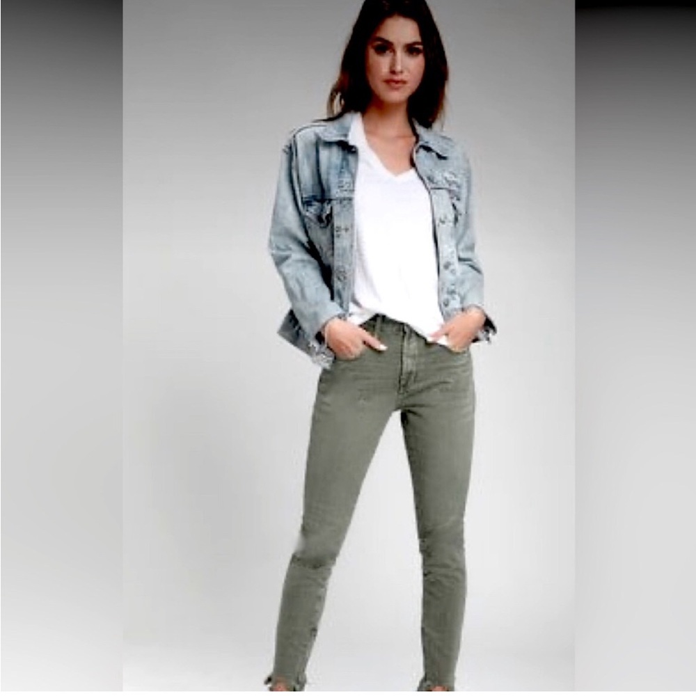 Pistola Caterina Frayed He Ankle Zip Skinny Jean in Olive 26